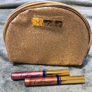 SeneGence Metallic Lipgloss Duo w/gold glitter bag
